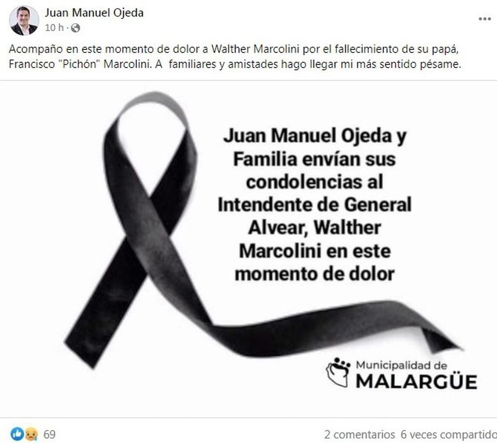 El posteo de juan Manuel Ojeda.