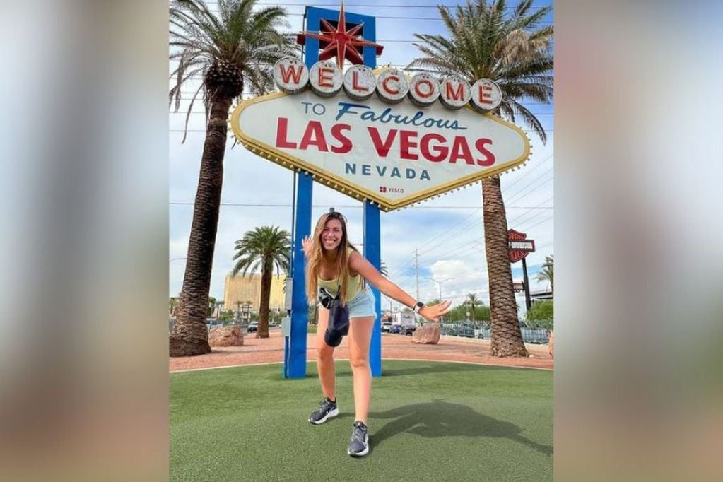 Florencia Brena muy contenta de cumplir su sueño de conocer Las Vegas.
