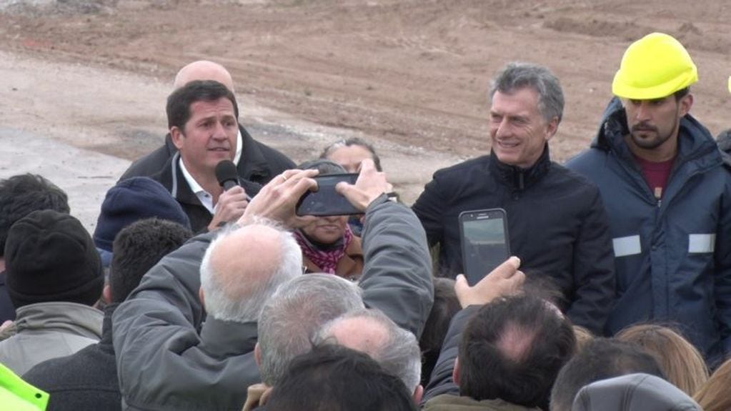 Mauricio Macri y Mauricio Cravero en Arroyito