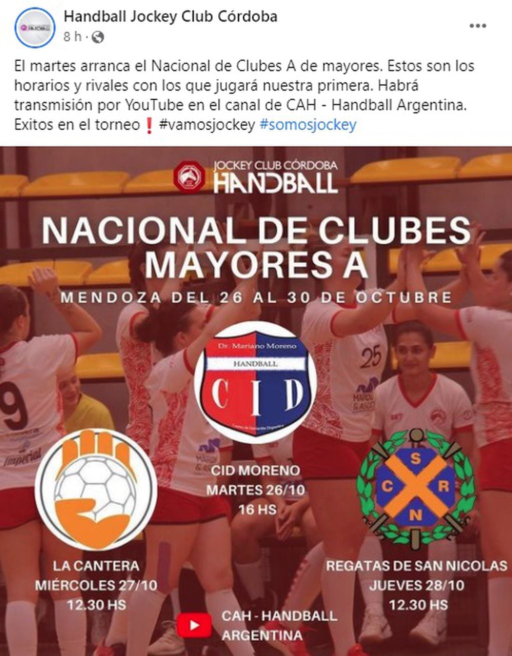 Jockey de Córdoba ya vive el torneo Nacional de Clubes de Handball.