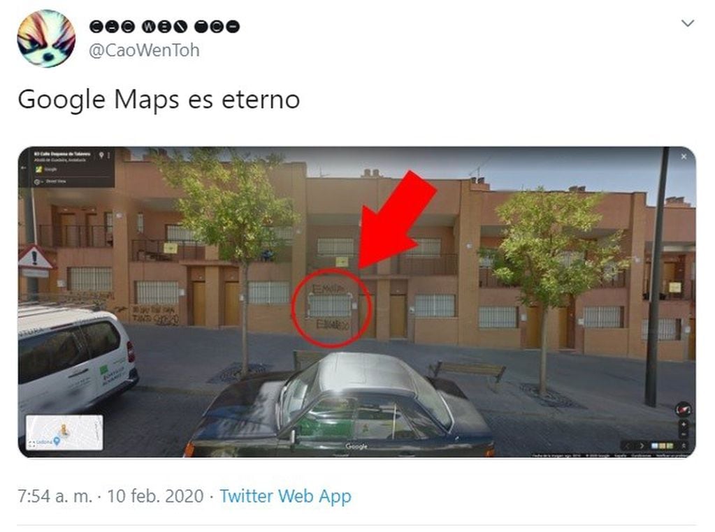 El usuario de Twitter que encontró la calle en Google Maps.