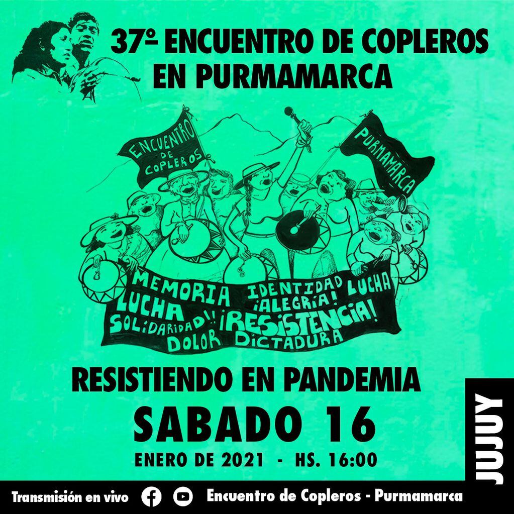 Pieza gráfica que anuncia la realización de manera virtual del 37.o Encuentro de Copleros en Purmamarca.