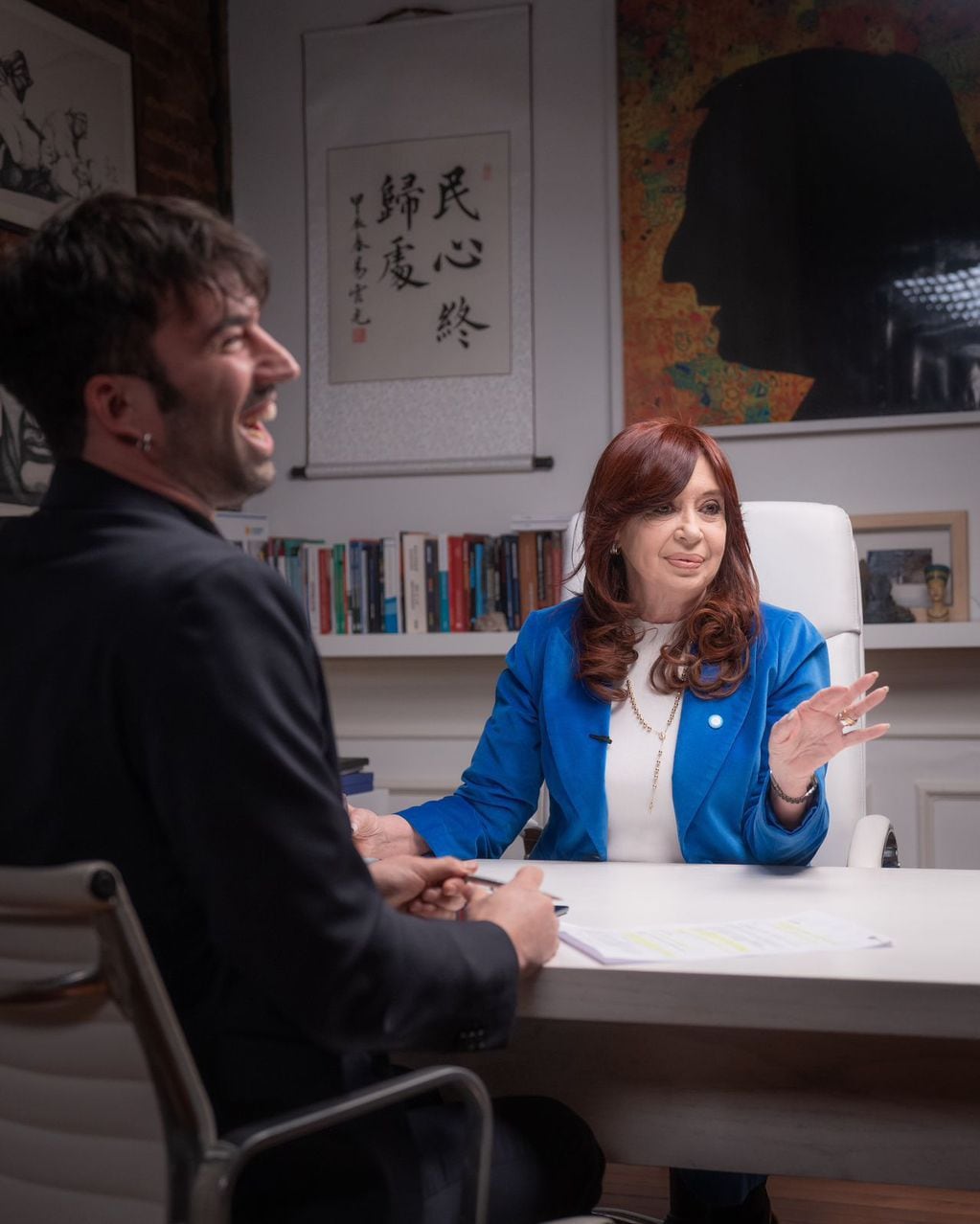 Cristina Kirchner en una entrevista con Pedro Rosemblat. (Gentileza)