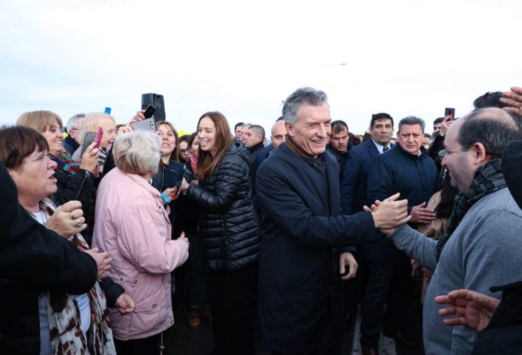 El presidente Mauricio Macri, durante la inauguración de un nuevto tramo de la ruta 7 en San Andrés de Giles. (Presidencia)