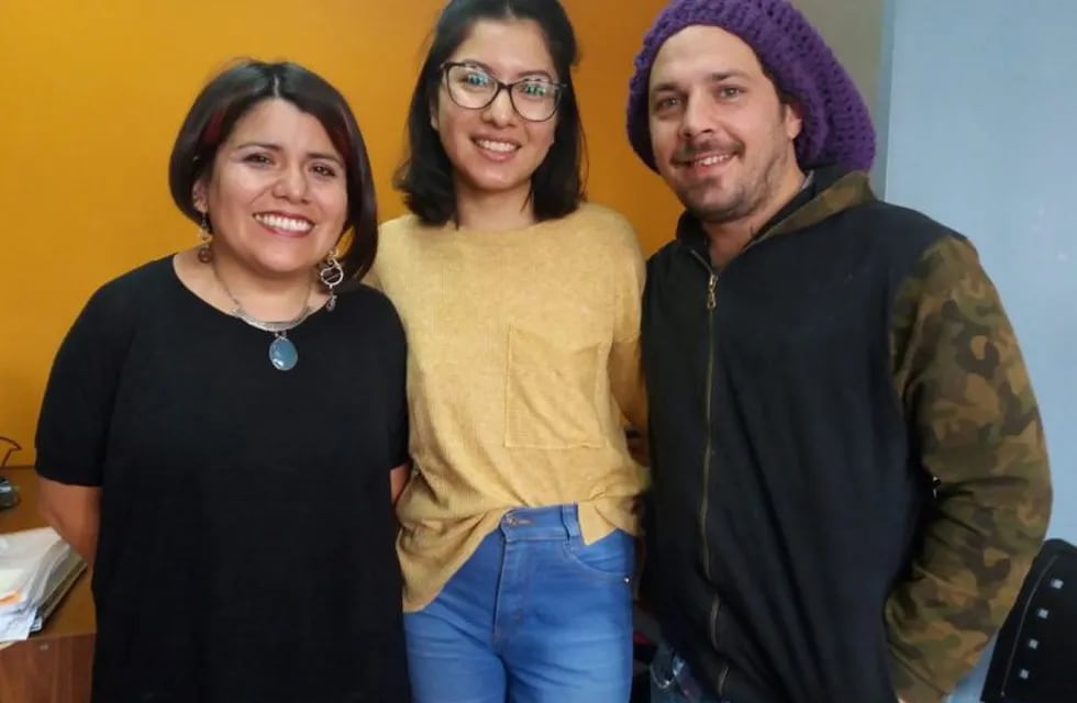 Carona Mercado, Florencia Adorno y Nahuel Almada, tesistas del ENERC NOA que contaron el apoyo de la Jujuy Film Commission