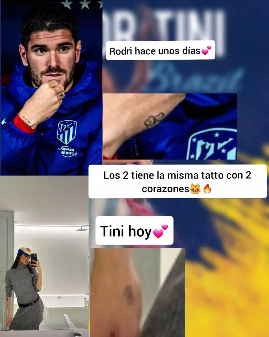 El tatuaje que tienen en común Tini Stossel y Rodrigo De Paul