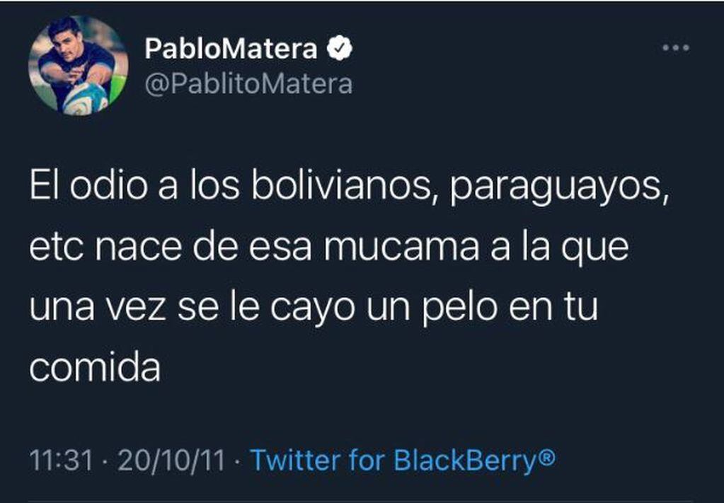 Pablo Matera tuvo que borrar su cuenta de Twitter.