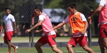 Maxi Rodríguez en entrenamiento de Newell's