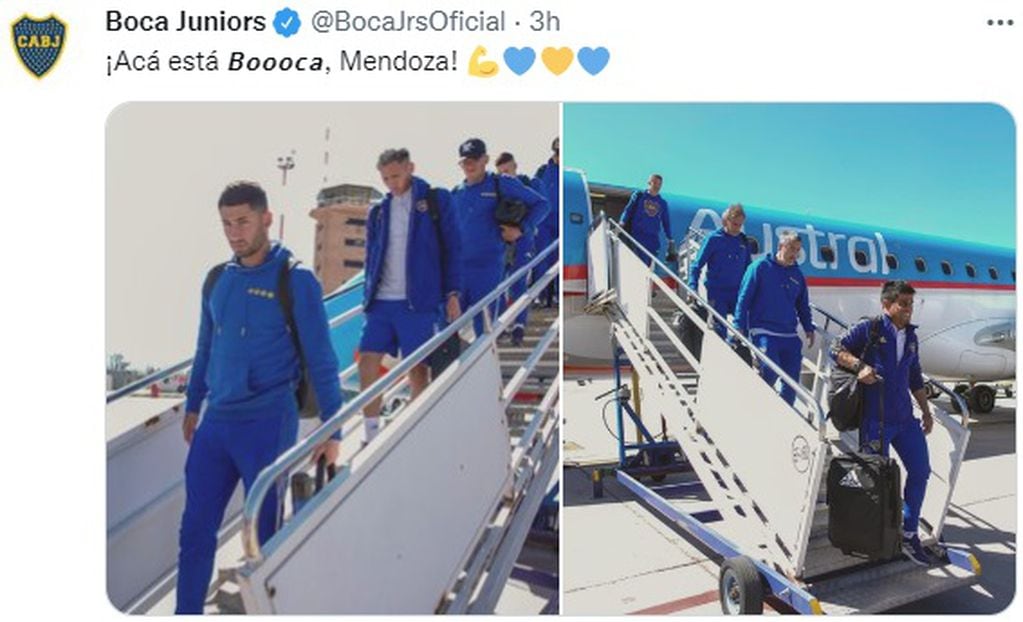 Boca aterrizó en Mendoza para enfrentar este viernes a Godoy cruz por la Liga Profesional de Fútbol.