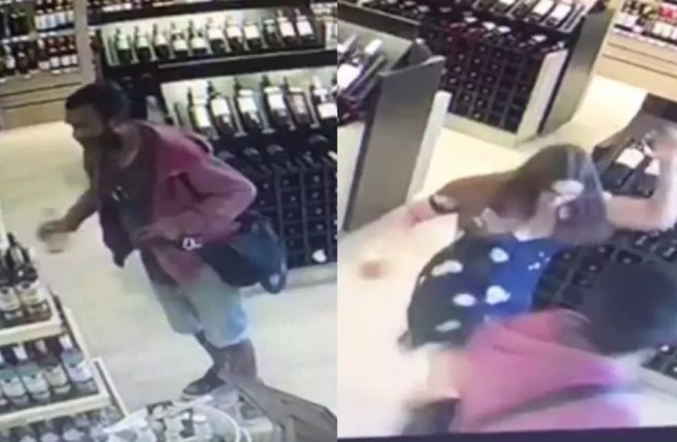 Empleada de una vinería de la avenida Constitución detectó un robo y sacó al ladrón a botellazos (Foto: Captura de video)