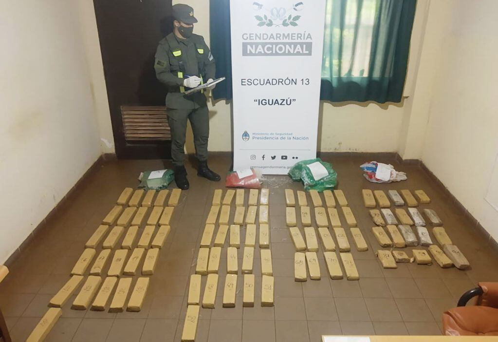 Incautaron más de 55 kilogramos de marihuana en Puerto Iguazú. Gendarmería Nacional