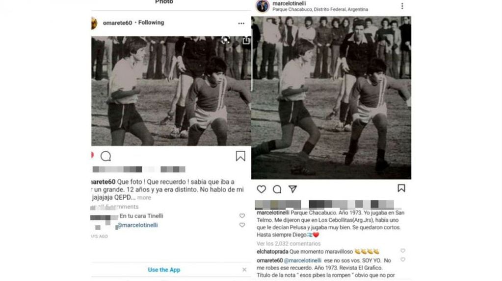 Tinelli posteó una foto con Maradona y un usuario le retrucó