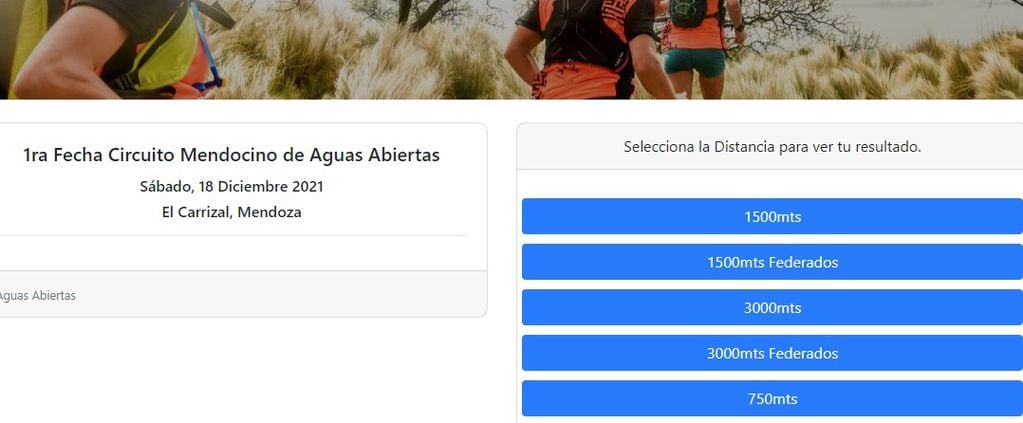 Circuito Mendocino de Aguas Abiertas, primera fecha resultados en El Carrizal, Mendoza.