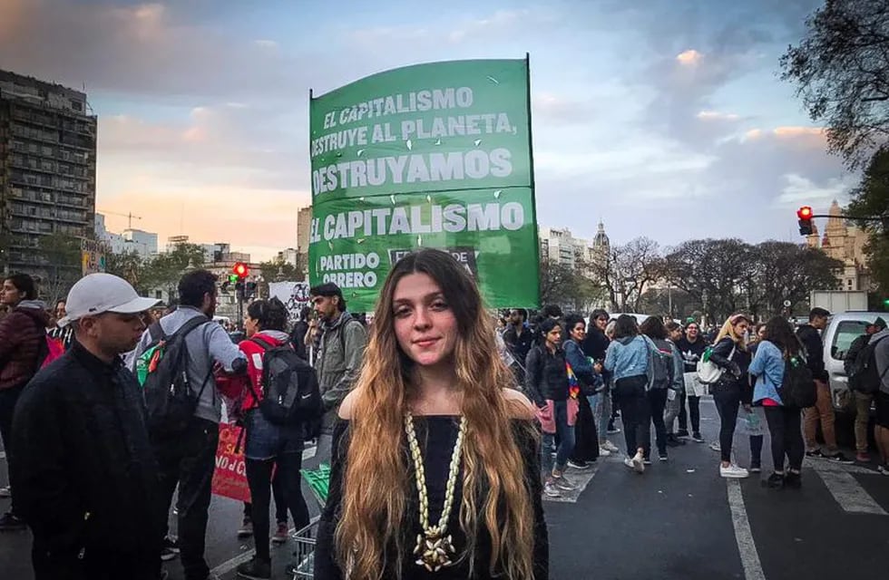 Chiara Sacchi durante la marcha en Buenos Aires (Gentileza)