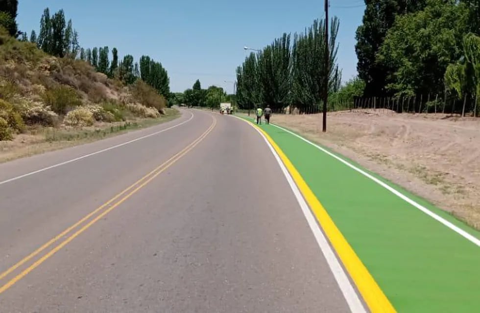 En la zona de El Carrizal se construyó 4.500 metros de ciclovía inclusiva ya que permite el uso de bicicletas adaptadas. Gentileza Municipalidad de Luján de Cuyo