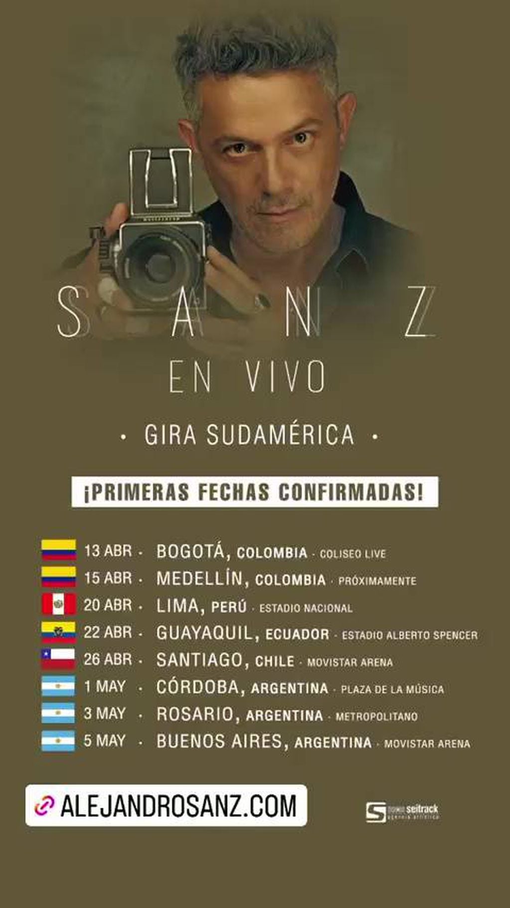 Alejandro Sanz anunció una gira por Sudamérica.