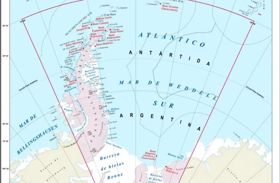 Mapa completo de la provincia bicontinental de Tierra del Fuego. Antártida, Malvinas e Islas del Atlántico sur  ( Sandwichs, Giogias, Auroras, Estados).