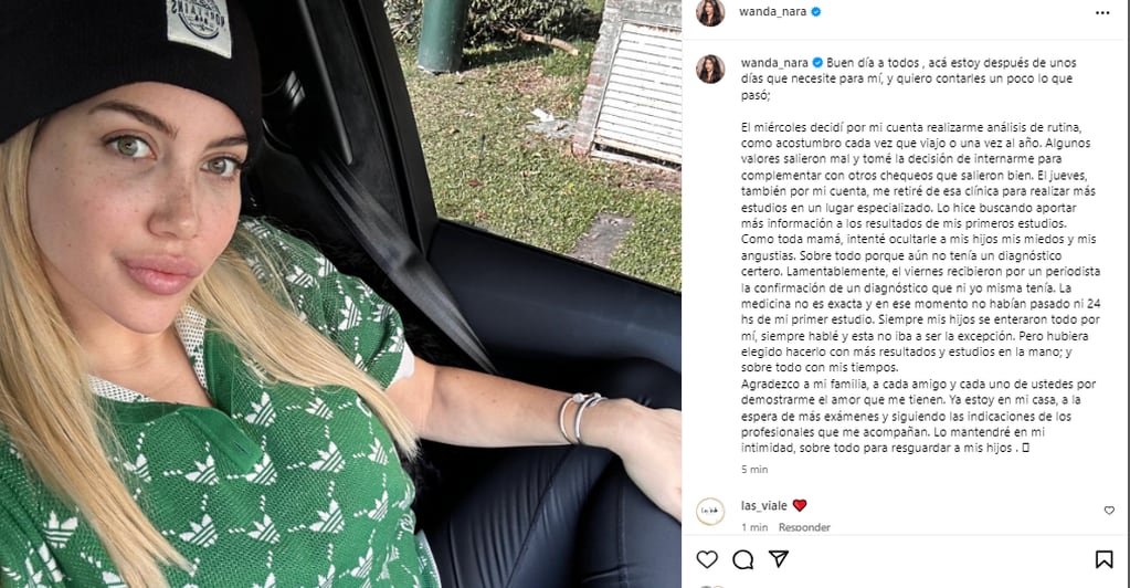 Wanda Nara rompió el silencio en una publicación en Instagram.