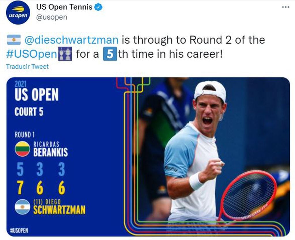 Diego Schwartzman debutó con victoria en US Open.