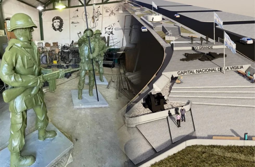 Río Grande: restauraron estatuas de soldados y las ubicarán en la nueva plaza cívica