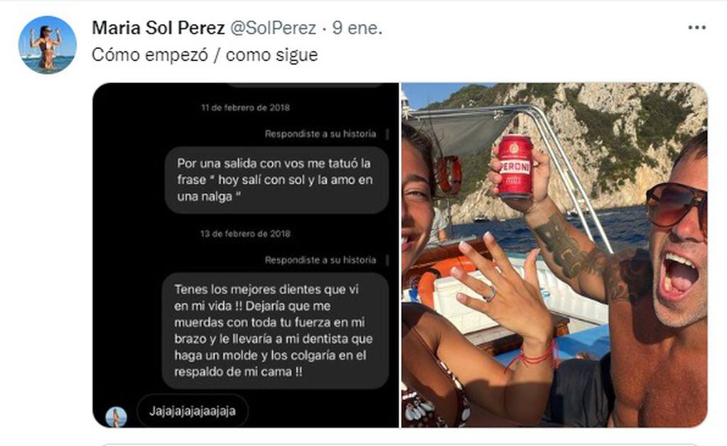 El tuit viral de Sol Pérez con su novio