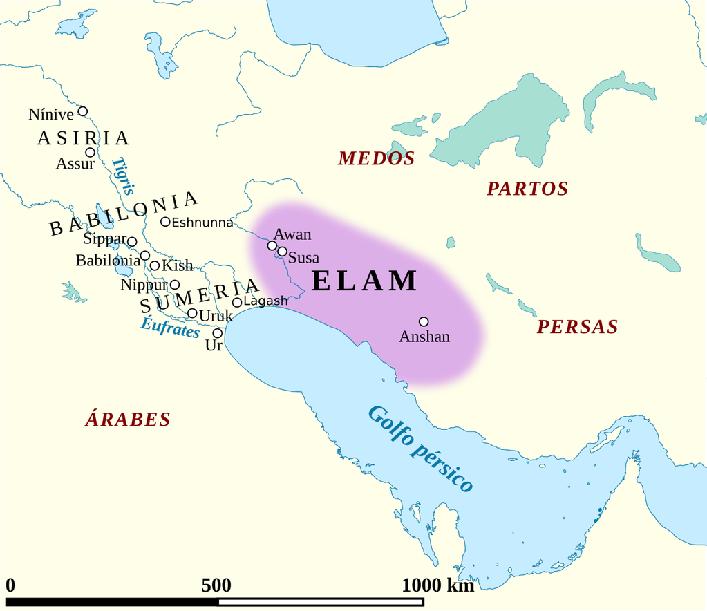 Mapa del antiguo Imperio Elamita donde se encontró un sistema de escritura protoelamita.