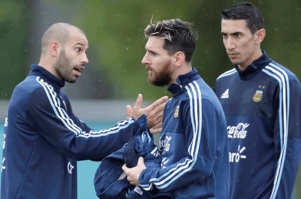 Mascherano, Messi y Di María en la etapa compartida en la Selección Argentina. 