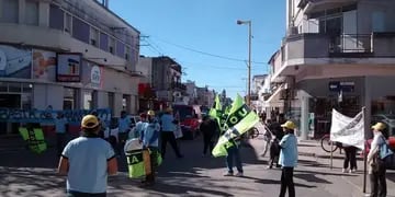 Protesta de obreros de la construcción en Gualeguaychú.