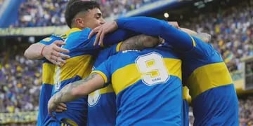Festejo de los jugadores  de Boca Juniors