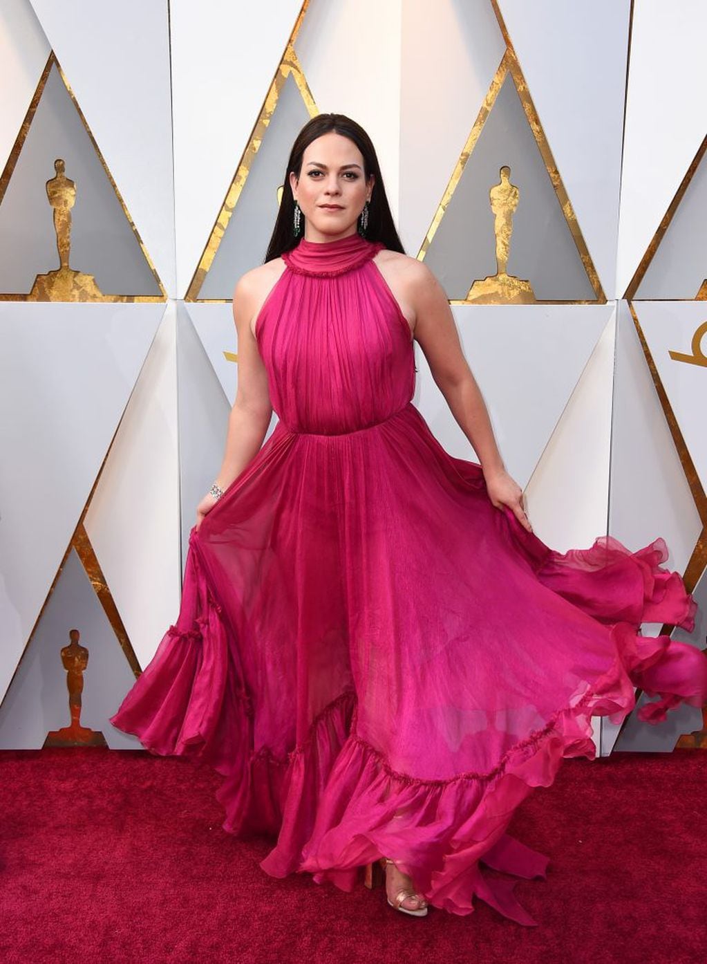 Daniela Vega arrives at the Oscars on Sunday, March 4, 2018, at the Dolby Theatre in Los Angeles. (Photo by Jordan Strauss/Invision/AP)