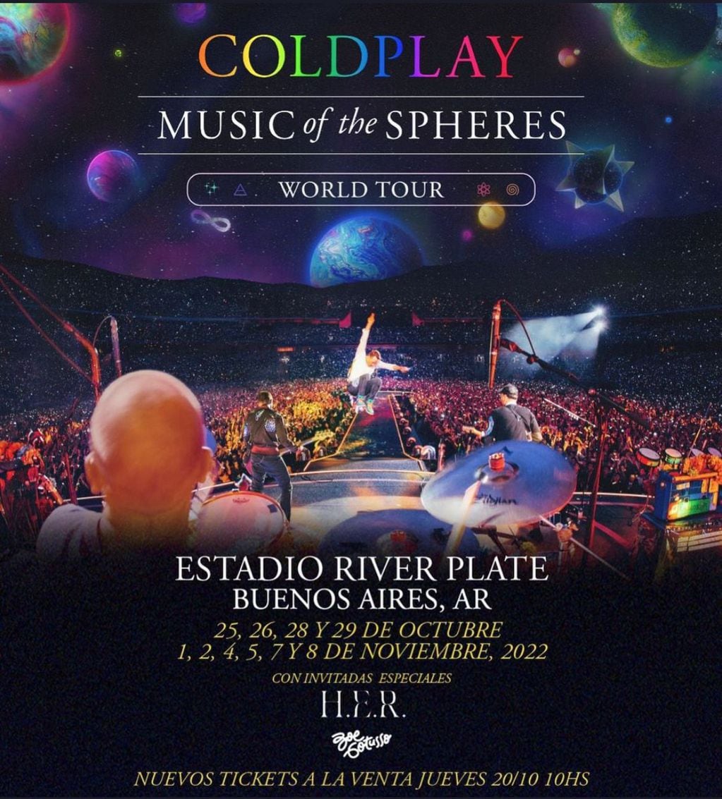 Coldplay pondrá a la venta nuevos tickets para sus shows.