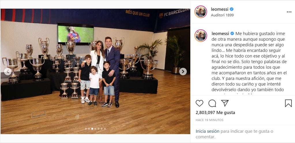 Lionel Messi compartió un mensaje en sus redes sociales