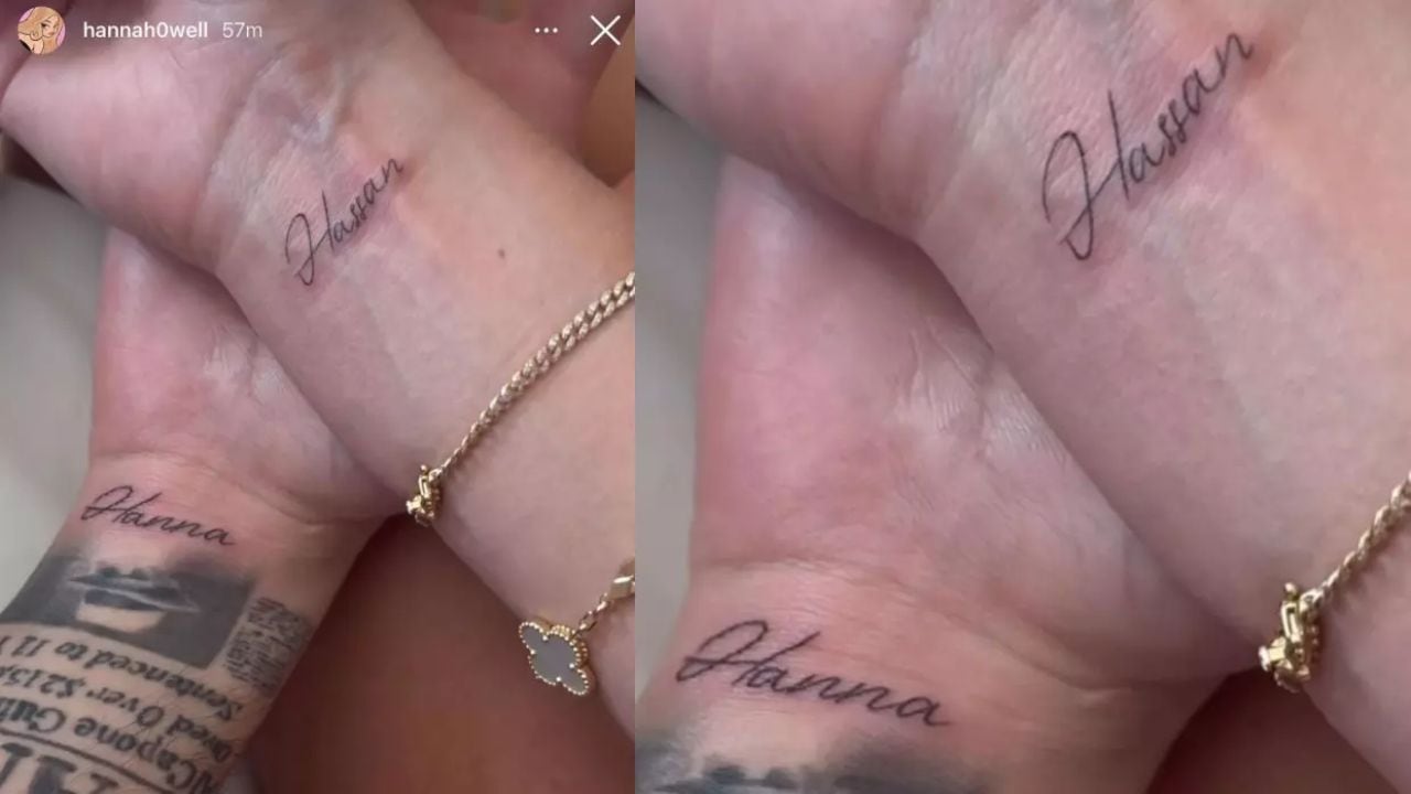 Los tatuajes de Peso Pluma y la novia.