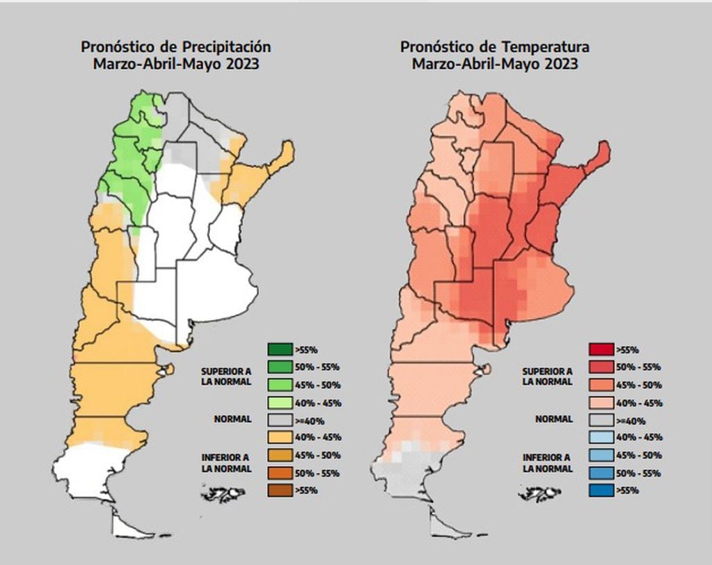 El mapa de precipitaciones que se espera según la Mesa Nacional de Monitoreo de Sequías.