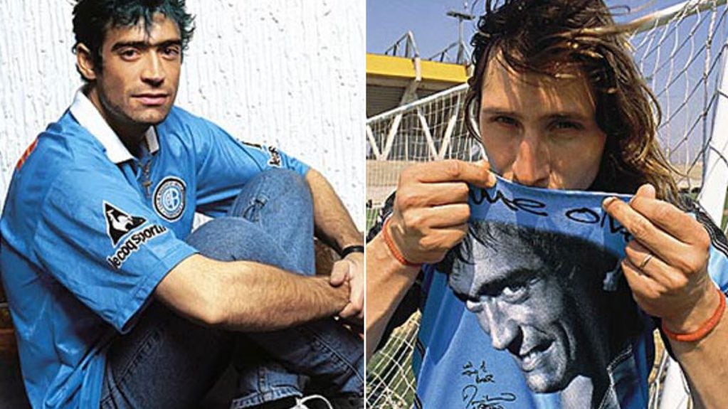 El Potro Rodrigo y su primo Juan Carlos Olave con la camiseta de 2001