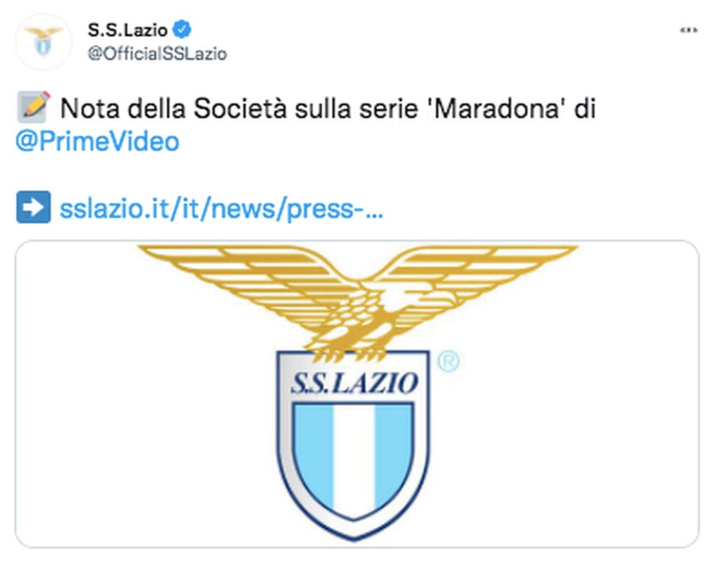 Lazio lanzó un fuerte comunicado por una mención en la serie Maradona, sueño bendito.