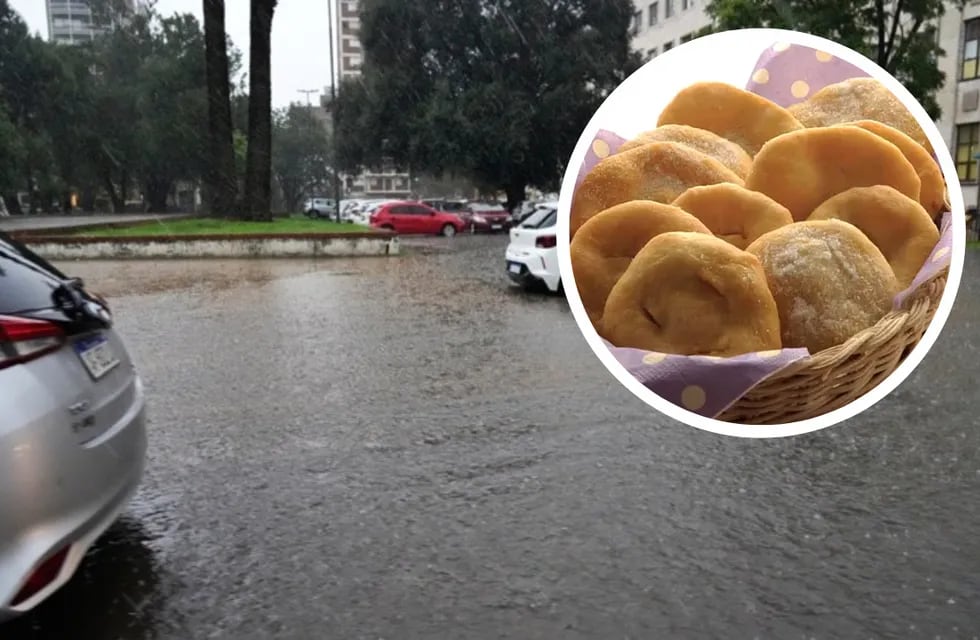 La fuerte tormenta que azotó a Rosario y la región hizo que algunas calles se inunden: esto no frenó el antojo de un vecino.