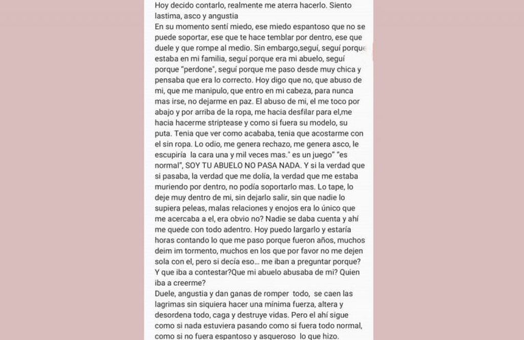 La conmovedora carta que publicó Macarena en Facebook (Web)