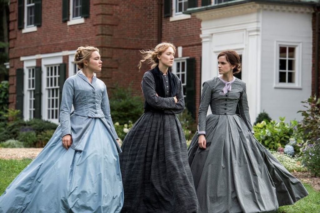 Florence Pugh, Saoirse Ronan y Emma Watson en Little Women. (Foto: Wilson Webb/Sony Pictures via AP)