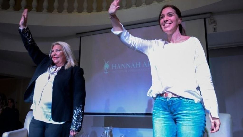 Elisa Carrió y María Eugenia Vidal, dos figuras femeninas fuertes de Cambiemos (Web)