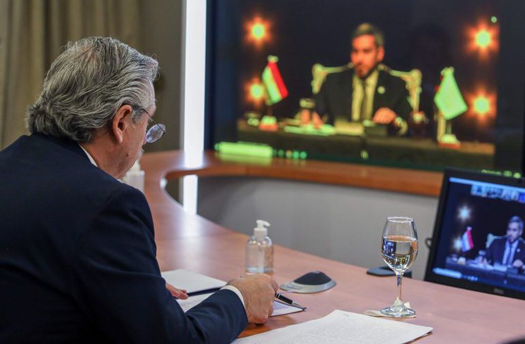 Alberto Fernandez en la reunión del Mercosur (Foto: ESTEBAN COLLAZO / Presidencia / AFP)