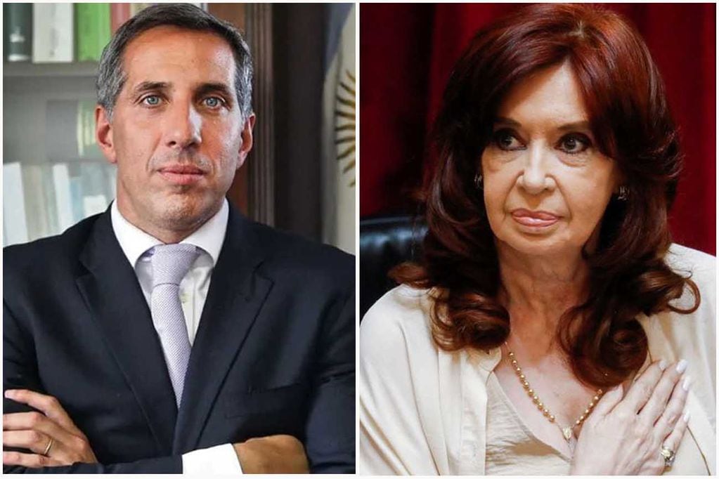 Causa Vialidad: el fiscal Diego Luciani y la vicepresidenta Cristina Kirchner. Foto: La Voz.