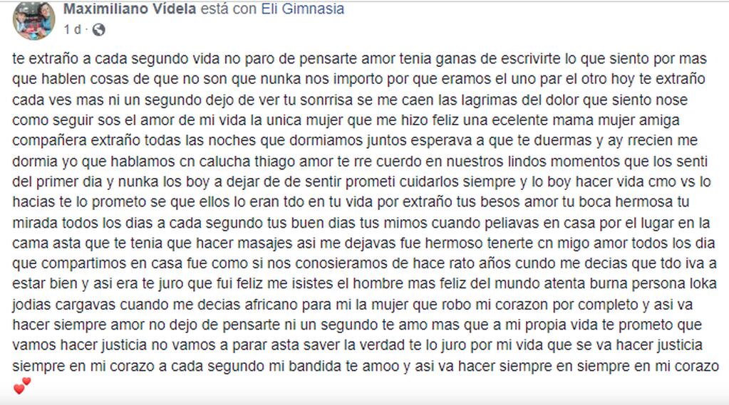 Las palabras de Maximiliano, el novio de Eliana Pacehco, la joven asesinada en La Plata.