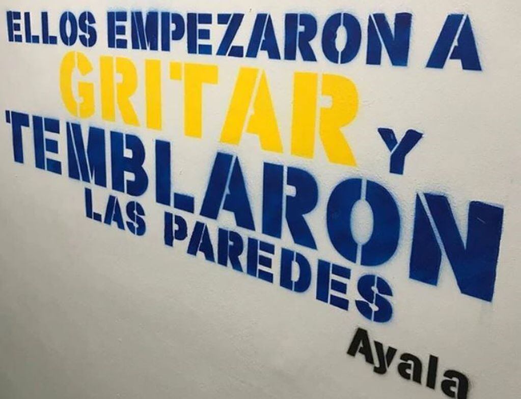 Boca pintó las paredes de La Bombonera con frases intimidantes para sus rivales. Twitter/_AntonellaLuna