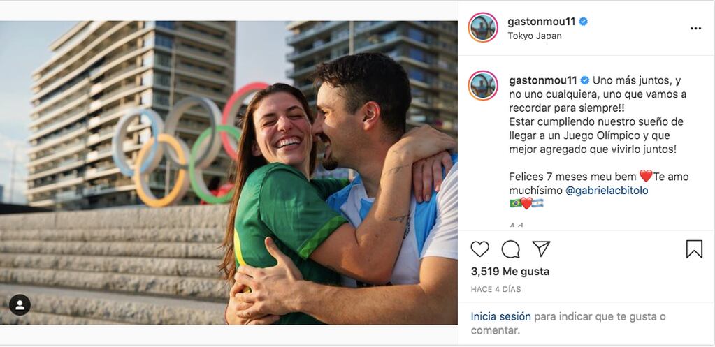 El mensaje de Gastón Mouriño para su pareja, Gabriela Bitolo.