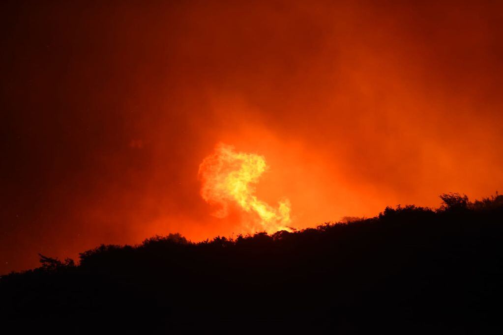 Villa Giardino: bomberos combaten un incendio forestal en el Camino El Pungo. Foto: La Voz