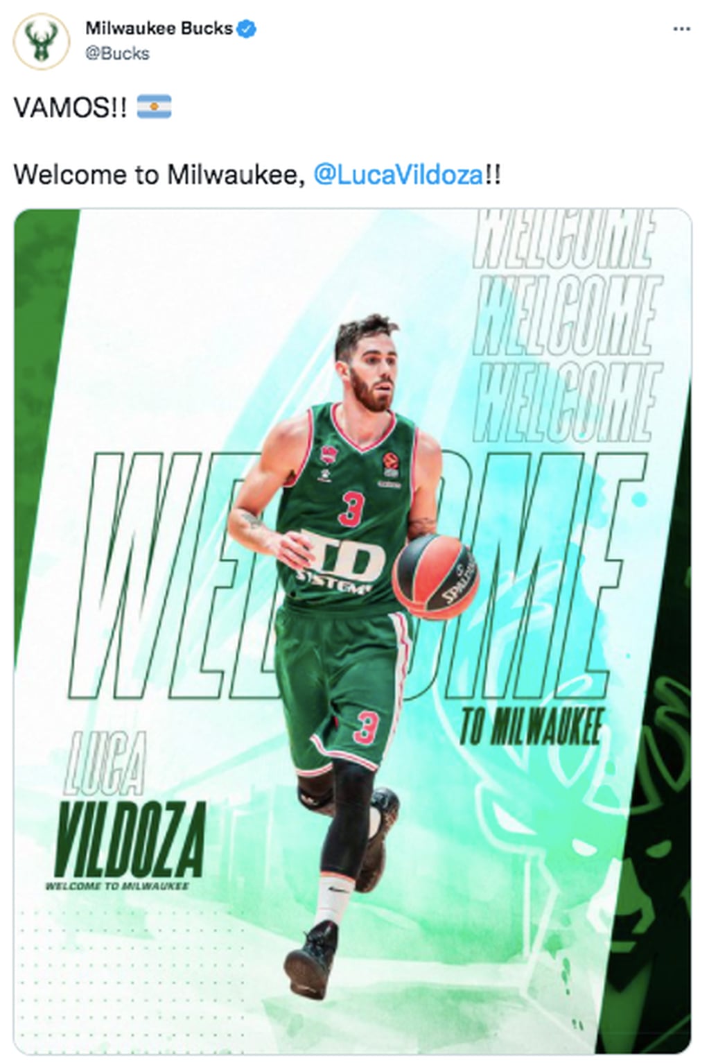Luca Vildoza firmó contrato con los Milwaukee Bucks.