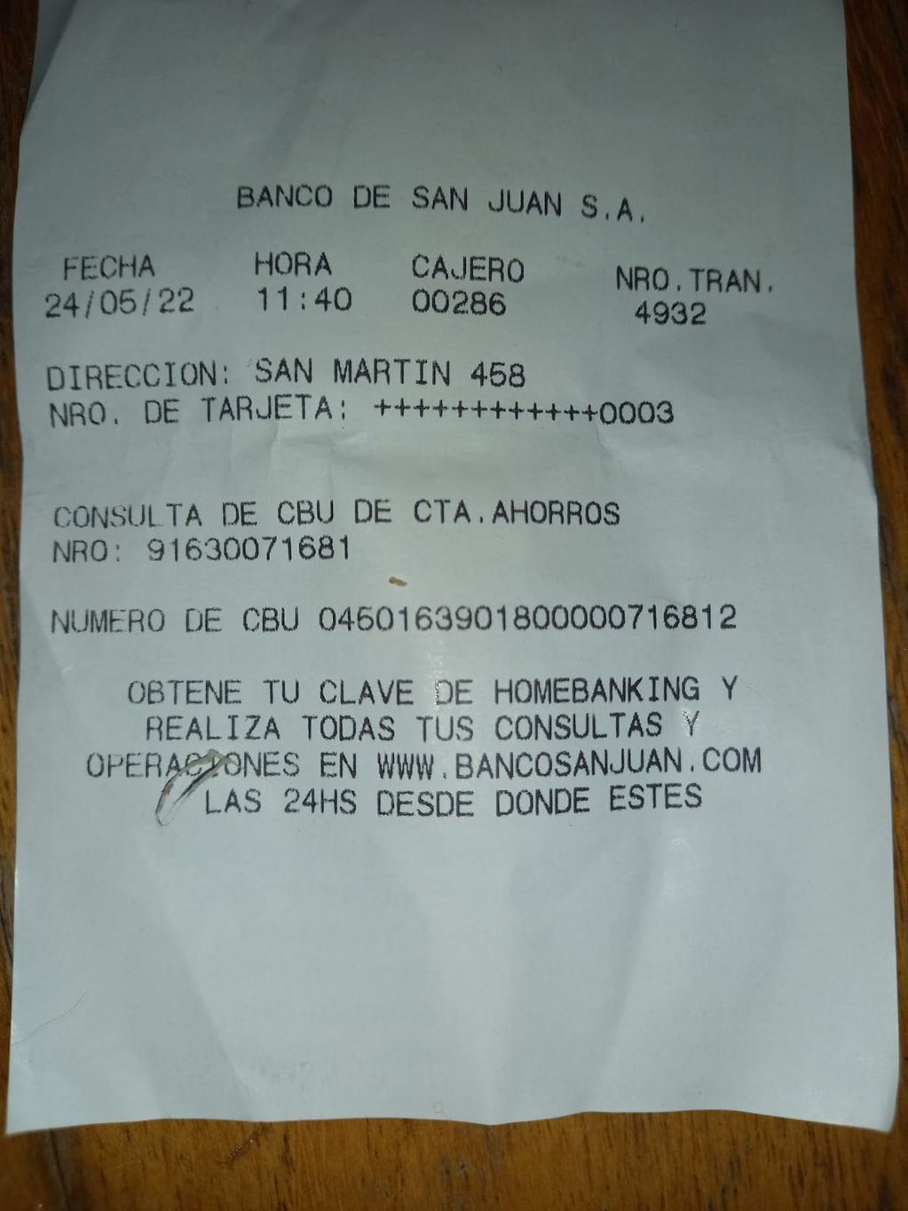 Datos bancarios de Jaquelín.