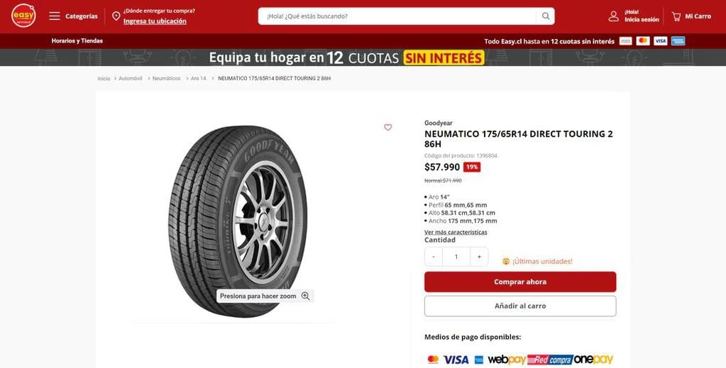 Esto es lo que cuestan unos neumáticos Goodyear en Chile.
