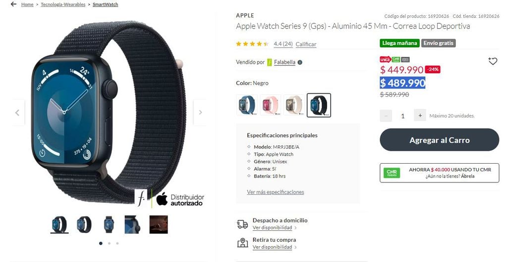 Esto es lo que sale un Apple Watch en Chile.